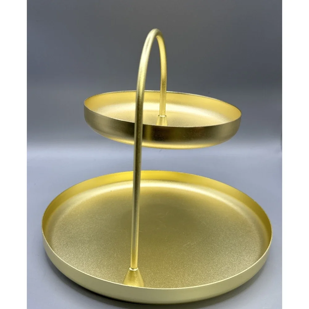 UMBRA Gold Two Tiered Tray Sung Wook Park Brushed Gold Tone Metal Matte